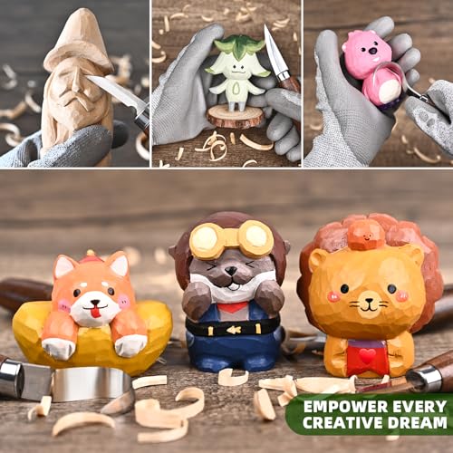 IMYMEE Wood Whittling Kit for Beginners-Complete Whittling Set with 4pcs Wood Carving Knives & 8pcs Basswood Wood Blocks-Perfect Wood Carving Kit Set-Includes Wood Carving Tools for Adults and Kids - color: SET1