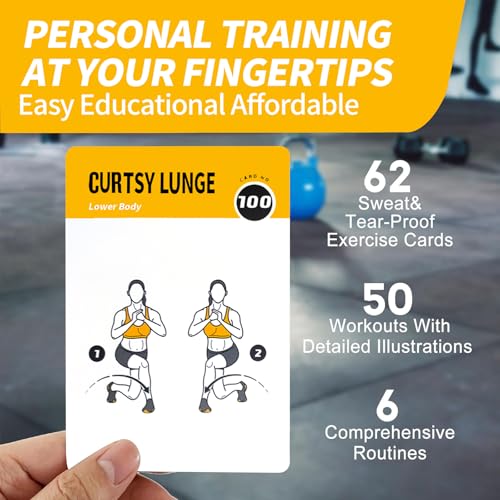 Bodyweight Workout Cards, 62 Exercises Cards Deck Large Size 5" x 3.5" Fitness Cards for Women & Men, Beginner Fitness Guide to Training Exercises at Home or Gym (Bodyweight,Vol 2) - style: Bodyweight Vol2