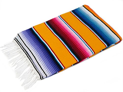 Leos Imports Mexican Serape Blanket (X-Large 82"x60", Yellow) - color: Yellow, size: X-Large 82"x60"