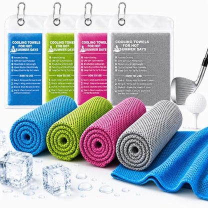4 Pack Cooling Towels, 40" x 12" Microfiber Ice Towels for Neck & Face