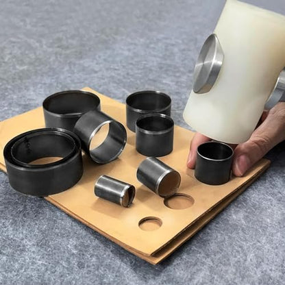 Leather Circle Cutter Tool Set, 31 Pieces Circle Punch Tools 1-25mm 30 35 40 45 50 55mm, High Carbon Steel Round Leather Cutting Dies - Hole Punch Tool Kit for DIY Crafts - size: 31 Sizes