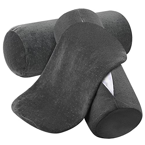 Remerry 2 Pcs 16 x 6 Inches Velvet Neck Roll Pillow Cover with Zipper, Soft Bolster Pillowcases for Cylindrical Pillow (Cover Only, Bolster Not Included)(Ash Black) - color: Ash Black, size: 16 x 6 Inches