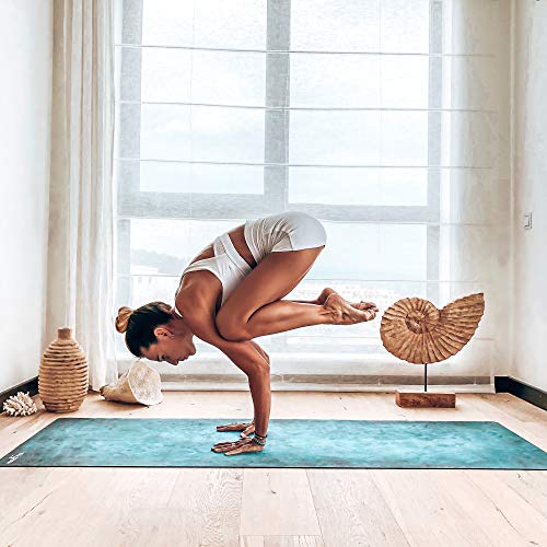YOGA DESIGN LAB | The Combo Yoga Mat | Eco Luxury | Ideal for Hot Yoga, Power, Bikram, Ashtanga, Sweat | Studio Quality | Includes Carrying Strap! - color: Aegean Green, size: 1.5mm