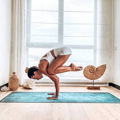 YOGA DESIGN LAB | The Combo Yoga Mat | Eco Luxury | Ideal for Hot Yoga, Power, Bikram, Ashtanga, Sweat | Studio Quality | Includes Carrying Strap! - color: Aegean Green, size: 1.5mm