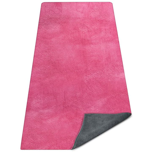 Yoga Mat Towel, Extra Thick (600GSM) Soft Hot Yoga Towel, Non-Slip and Sweat Absorbent for Hot Yoga, Bikram, Pilates, and Fitness, 72" x 27.5", Dual-Color, Grey/Pink - color: Dark Pink