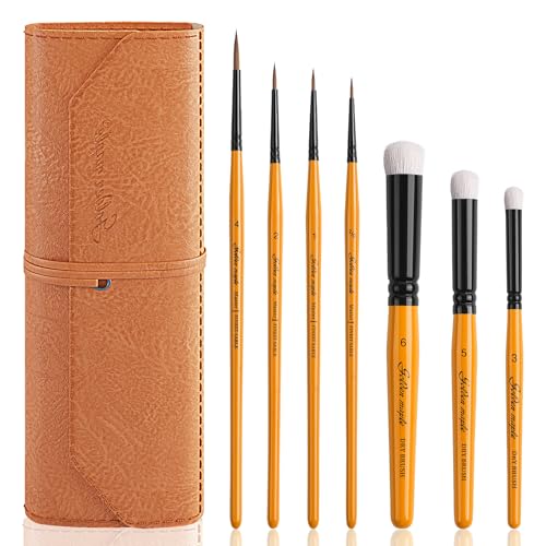 Golden Maple Kolinsky Sable Brushes,7PCS Miniature Paint Brushes Set with DryBrushes #3,5,6 for Miniature,Model,Oil,Acrylics,Watercolor,Gouache - color: Orange