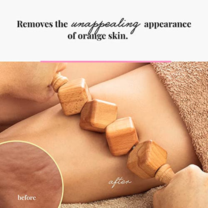 Tuuli Wooden Massage Roller - Maderotherapy Wooden Massage Stick for Removing Fat Dimples, Relaxing Muscles, Self-Care - Wood Roller Massager for Body, Back, Legs, Thighs, Waist - Natural Beechwood