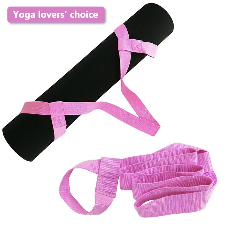 AKOAK Adjustable Yoga Mat Strap, Multi-purpose Strap, Durable Yoga Mat Carrying Strap (Excluding Yoga Mat), Pack of 1 - color: Pink