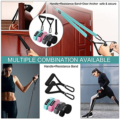 76 Inch Extra Long Fabric Resistance Band with Workout Guide for Men & Women, Non-Slip,up to 150 LBS for Strength Training, Pull-Up Assist, Yoga & Physical Therapy - color: Mint/Pink/Gray/Black