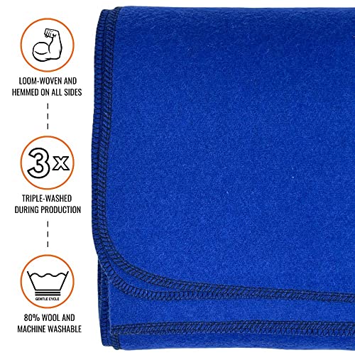 Arcturus Military Wool Blanket - Warm, Thick, Washable - Great for Outdoors, Camping, Stadium Blanket, Picnics, Travel - Car & Bushcraft Survival Kits - color: Royal Blue, size: Twin