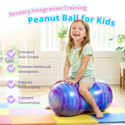 18''/20'' Peanut Ball for Kids & Adults, Anti-Burst Exercise Ball - color: Blue-purple, size: 18''(45cm*90cm)