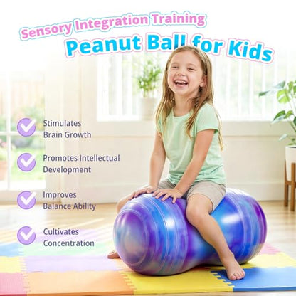 18''/20'' Peanut Ball for Kids & Adults, Anti-Burst Exercise Ball - color: Blue-purple, size: 18''(45cm*90cm)