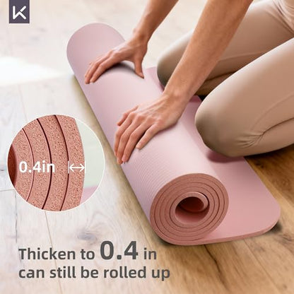 KEEP Extra Thick NBR Yoga Mat for Women & Men, 10mm Thick, 72”x32” Large Exercise Mat with Non-Slip Workout Mat for Yoga, Pilates, Stretching, Meditation – Wide & Cushioned Fitness Mat - color: Sakura pink
