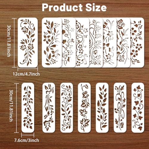 ORIGACH 15 Pcs Vine Stencils for Painting on Wood Wall | Reusable Plant Painting Stencils Templates for Fabric Canvas Window Furniture Home Decor - style: Vine