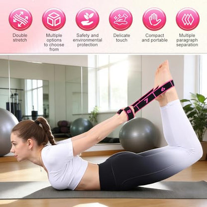 Fitness Resistance Bands with Handles, Adjustable Stretching & Yoga Band for Full Body, 8-Section Elastic Training Band with Clear Marking for Yoga, Stretching, Pilates - color: （Purple + Blue + Pink）