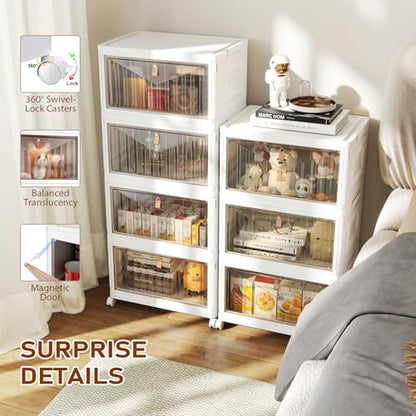 Wise Oannes Closet Organizers and storage, Storage cabinet with Wheels | Stackable Storage Bins with Wheels，Collapsible and Folds flat design to saves space, , Great for home, office, or garage