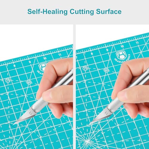 Headley Tools 12"x12" Rotating Cutting Mat, Self Healing Mat with 360-Degree Rotation & Anti-Slip Base, Sewing Board Cutting Mat Perfect for Fabric Quilting Leather Hobby Project, Light Blue - color: LIight blue, size: 12"L x 12"W