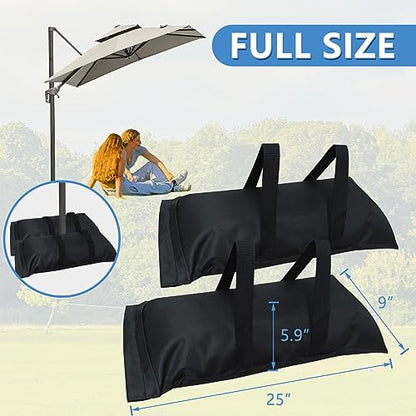 D&ONEHOS Extra Large Umbrella Base Weight Fillable Sandbags, Weight Bags(110LBS) for Patio Umbrellas, Sandbag Weights for Umbrella for Outdoor Garden，Set of 2，Black(Without Sand) - size: 110lbs(2 x 55lbs)