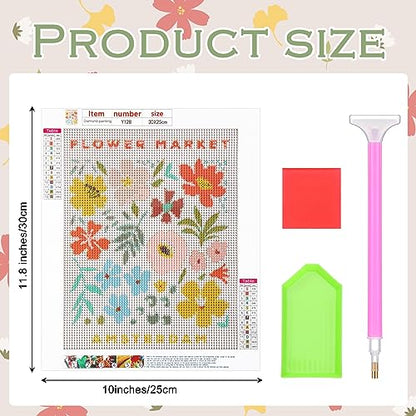 Yeaqee 4 Pcs Diamond Art Kits DIY Painting for Adult Aesthetic Wall Diamond Crafts Aesthetic Room Decor Cute Painting Pictures 5d Craft Wall Decor for Home 10 x 11.8''(Floral) - style: Floral