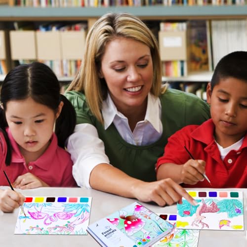 JUNQIU 3Pack Water Color Paint Sets for Kids, Paint With Water Books, Pocket Watercolor Painting Book, Arts and Crafts for Girls Gifts,Stocking Stuffers For Kids - color: 3 Themes