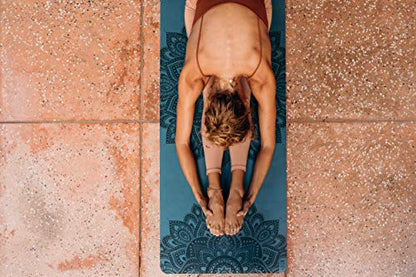 YOGA DESIGN LAB | The Infinity Mat | Luxurious Non-Slip Design Provides Unparalleled Grip to Support and Align You Beautifully | Eco-Friendly | w/Carrying Strap! - color: Mandala Teal, size: 3mm