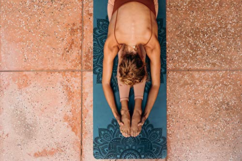 YOGA DESIGN LAB | The Infinity Mat | Luxurious Non-Slip Design Provides Unparalleled Grip to Support and Align You Beautifully | Eco-Friendly | w/Carrying Strap! - color: Mandala Teal, size: 3mm