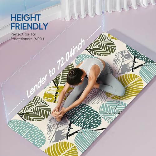 TPE Yoga Mat, 27x72 Inch, 5mm Thick, Non-Slip Surface for Tall People, Pilates, Meditation, Home Workout, Sweat-Resistant - color: Light Green