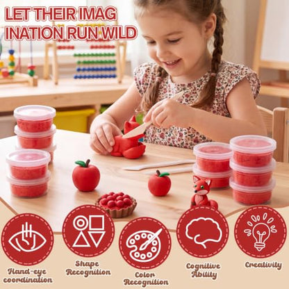 VioraWhite 48 Pcs Air Dry Clay Bulk 1.6lb Modeling Clay Kit,Red | Soft & Stretchable, Magic Foam for Kids, DIY Molding, Arts & Crafts, Boys Girls Party Favors, Cosplay Sculpting Supplies - color: Red