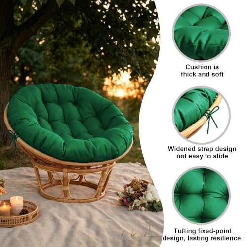 47" Round Tufted Floor Cushion, Thick Meditation Papasan with Ties - color: Invisible Green