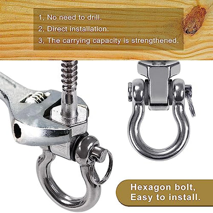 BeneLabel Heavy Duty Swing Hangers with Bearings - Set of 6 Stainless Steel 304 Screw Brackets for Hanging Chairs, Swings, Hammocks, Punching Bag - Indoor & Outdoor Use - 1500LB Capacity | Climbing Frame Wooden Beam,Stainless Steel,Ball Bearing,Hanging Ch