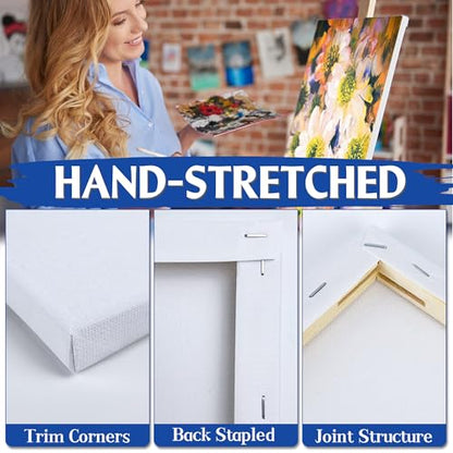 Professional Stretched Canvases for Painting with 8x8 Inch, 20 Packs Blank Painting Canvas for Acrylics,Oils & Other Painting Media, 5/8 Inch Profile 100% Cotton Artist Framed Canvas - size: 20 Pack - 8×8IN