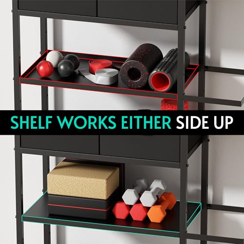 Home Gym Storage Rack, Adjustable 4-Tier with Extra Drawer