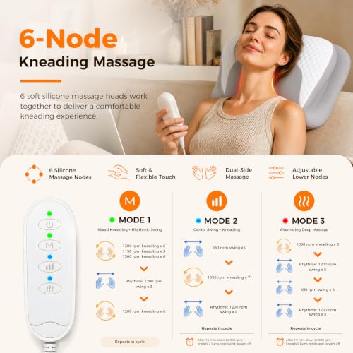 MEKZU Neck Massager Pillow with Heat, 4D Kneading Neck & Shoulder Massager