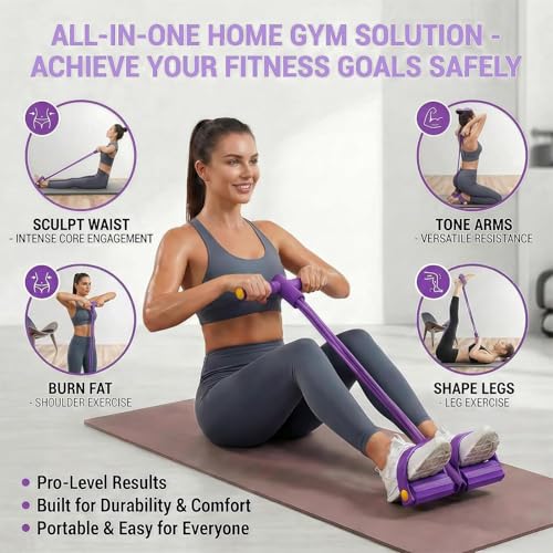 Upgraded Pedal Resistance Band with Handle, Tube Pedal Resistance Device with Thickened 6 Tension Ropes, Soft Durable Fashion Puller Exercise for Abdomen, Waist, Arm, Leg, Core/ABS