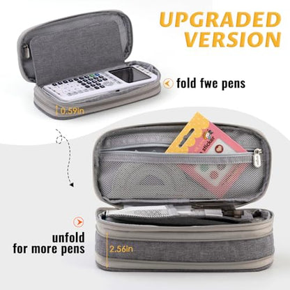 EASTHILL Big Capacity Pencil Pen Case Office College School Large Storage High Capacity Bag Pouch Holder Box Organizer (Gray) - color: Gray