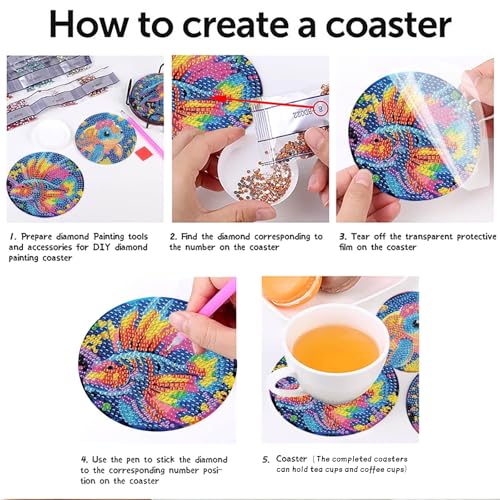 Mrnsiet 8PCS Diamond Art Coasters with Holder, DIY Ocean Animals Diamond Painting Coasters Kits for Adults, Non Slip Marine Animals Mosaic Dot Painting Coaster Gift Set for Beginners 4x4 Inch - color: BDWY330-US