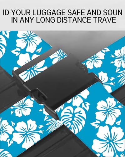 Luggage Straps for Suitcases, Adjustable Travel Belt, Durable Wide Luggage Strap, Cute Suitcase Strap Identifiers with Buckle, Bag Straps for Luggage, Blue White Flowers - color: Blue White Flowers