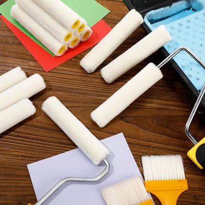 Leumoi 24 Pcs 4 Inch Mohair Paint Roller Covers 3/16" mini Shedding Resistant Small Painting Rollers Fits All Flat Surface Kitchen Cabinets, Doors, Tables, Works with All Paints and Stain (White) - color: White