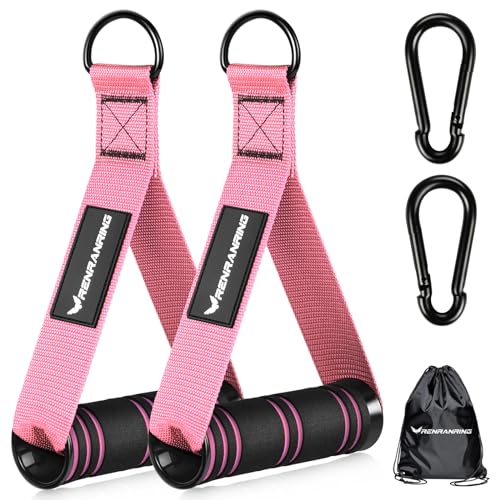 RENRANRING Gym Exercise Handles, Replacement Handle Attachments for Cable Machine Pulleys, Resistance Band and Strength Trainer, Pull Down Workout Accessories, Home Gym Add On Equipment - color: Pink