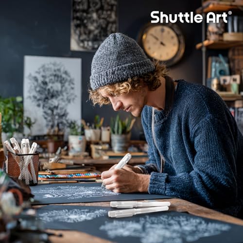 Shuttle Art White Gel Pens, 6 Pack 0.7mm, 1.0mm Gel Ink Pens Fine Point for Black Paper Highlighting Card Making Scrapbooking Coloring Writing Drawing Journaling Note Taking School Office Home - color: 6 White