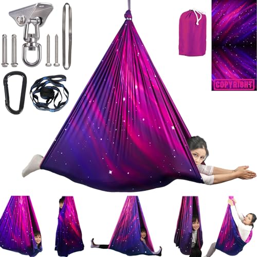 Sensory Swing for Kids Indoor & Outdoor (Galaxy Purple) - color: Galaxy Purple