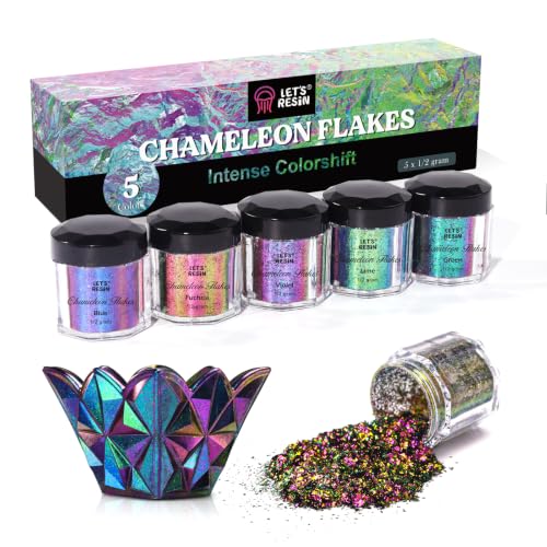 LET'S RESIN Chameleon Flakes, Resin Supplies | Intense Color Shift Pigment Powder for Resin Molds/Tumblers, Chrome Powder Pigment for Christmas Nail Art/Paint/Soap Making - color: Intense Chameleon Flake