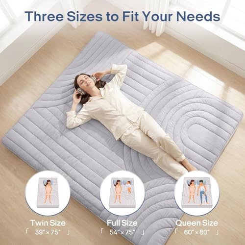 ZonLi Japanese Floor Mattress Futon Mattress King Size 4 Inch Thick - color: Grey-1, size: King (80"L x 76"W x 4"Th)