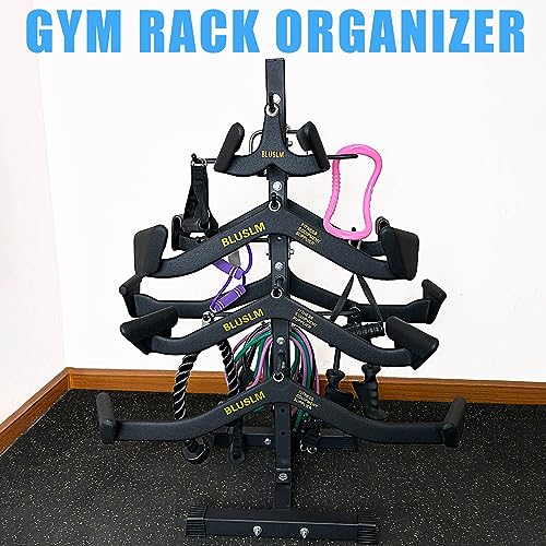 BLUSLM Cable Attachment Rack for Lat Pull Down Bar, Heavy Duty Steel Lat Bar Organizer, Gym Storage Rack for LAT Pulldown Attachments