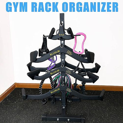 BLUSLM Cable Attachment Rack for Lat Pull Down Bar, Heavy Duty Steel Lat Bar Organizer, Gym Storage Rack for LAT Pulldown Attachments