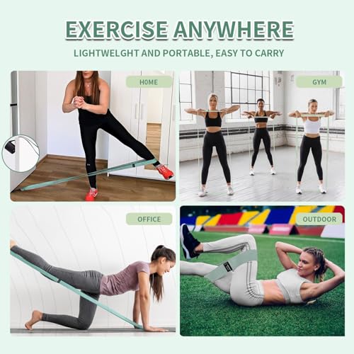 HIMESPORNER 9 PCS Fabric Resistance Bands Set for Working Out - color: Blue and Green
