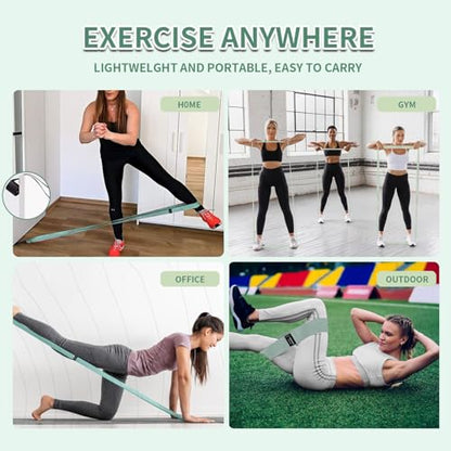 HIMESPORNER 9 PCS Fabric Resistance Bands Set for Working Out - color: Blue and Green