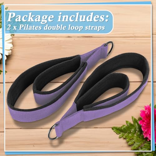 2PCS Pilates Double Loop Straps for Reformer Feet - color: Purple