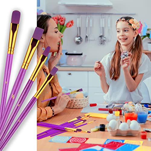 Paint Brushes Set, 20 Pcs Paint Brushes for Acrylic Painting, Oil Watercolor Acrylic Paint Brush, Artist Paintbrushes for Body Face Rock Canvas, Adult Drawing Arts Crafts Supplies, Purple | Artist Paintbrush (Nylon Hair Wood Handles) for Adult Drawing, Gr