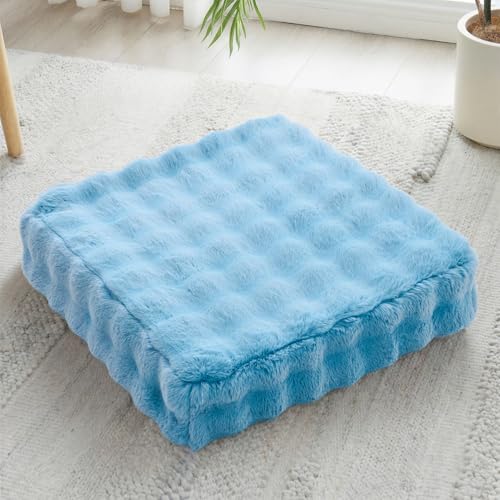 JKMAX 22 inches Floor Pillow for Adults - Large Meditation Cushion with Thick Foam & Soft Tufted Cover - Premium Outdoor Square Floor Cushion Seat - Yoga Pillows for Sitting On Floor - Sky Blue - color: Sky Blue, size: 1 Count